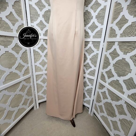 Jessica McClintock NWT Blush Sheer Hand Beaded Sleeveless Satin Dress Size 6 - Picture 7 of 15